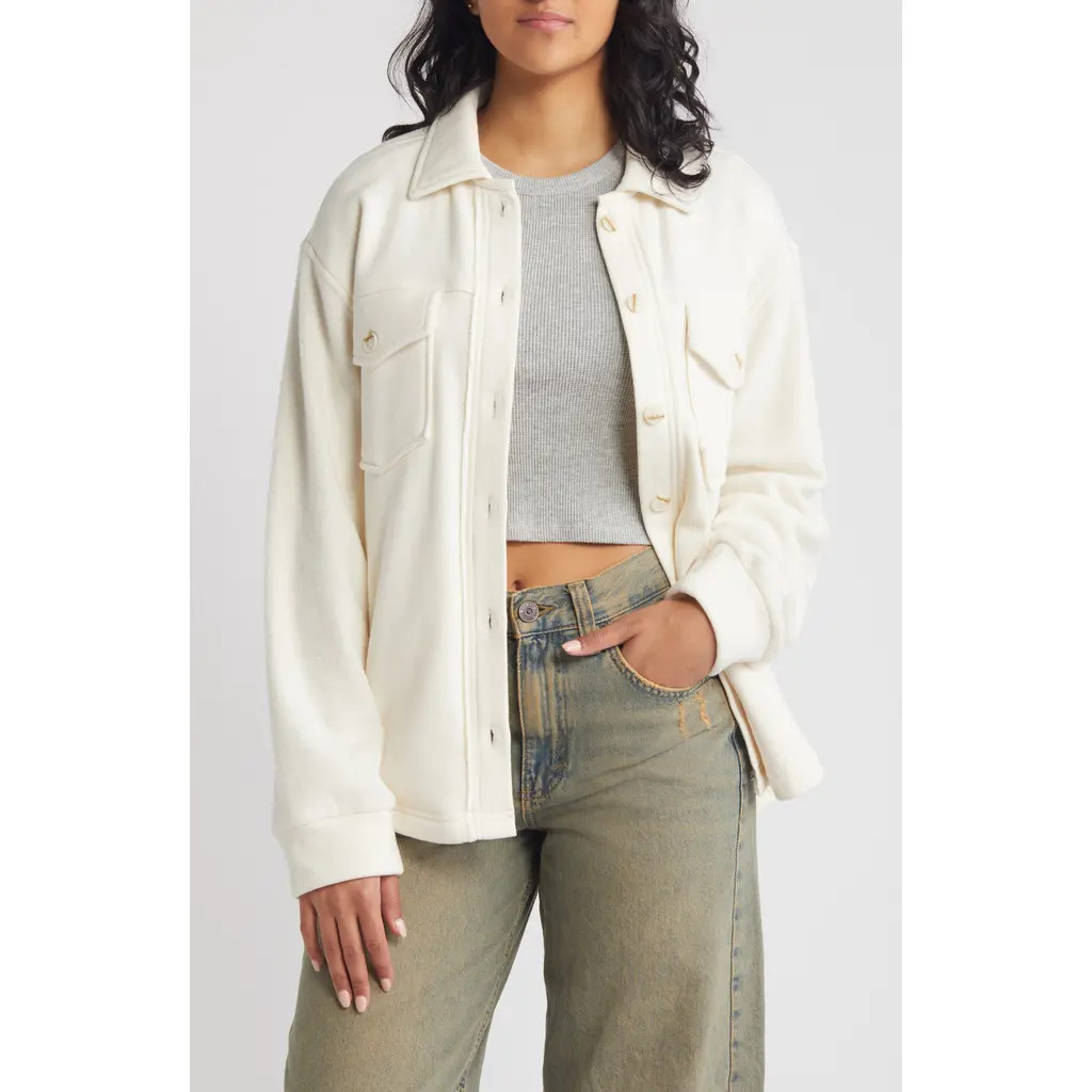 Thread & Supply Sweatshirt Pocket Shacket in Whisper White at Nordstrom, Size X-Small | Nordstrom