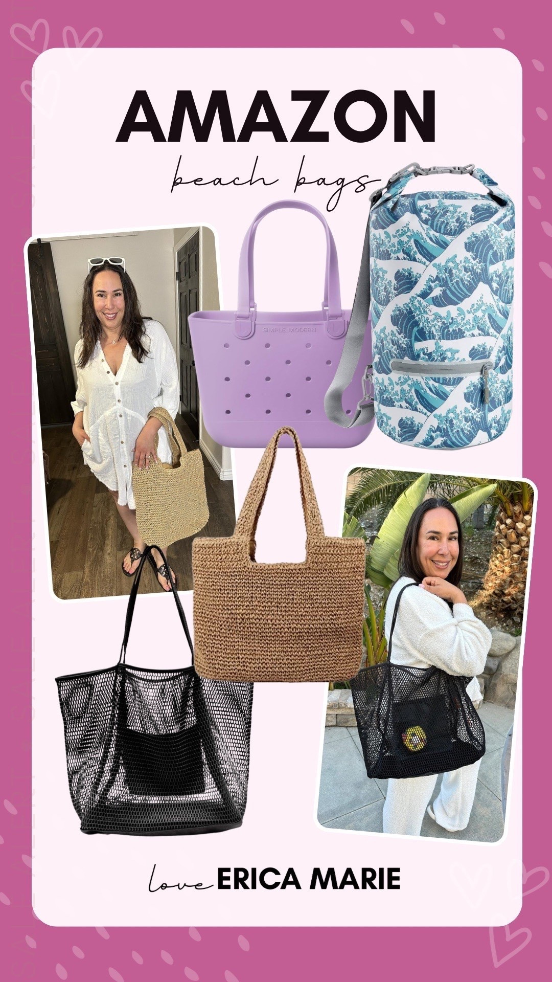 Amazon has some of the cutest beach bags I’ve ever seen. I am completely in love with this simple black mesh bag with pockets and this designer inspired rubber bag is perfection. These are a must for a spring break beach vacation. 
Mom must haves 

#LTKMidsize #LTKSeasonal #LTKSwim