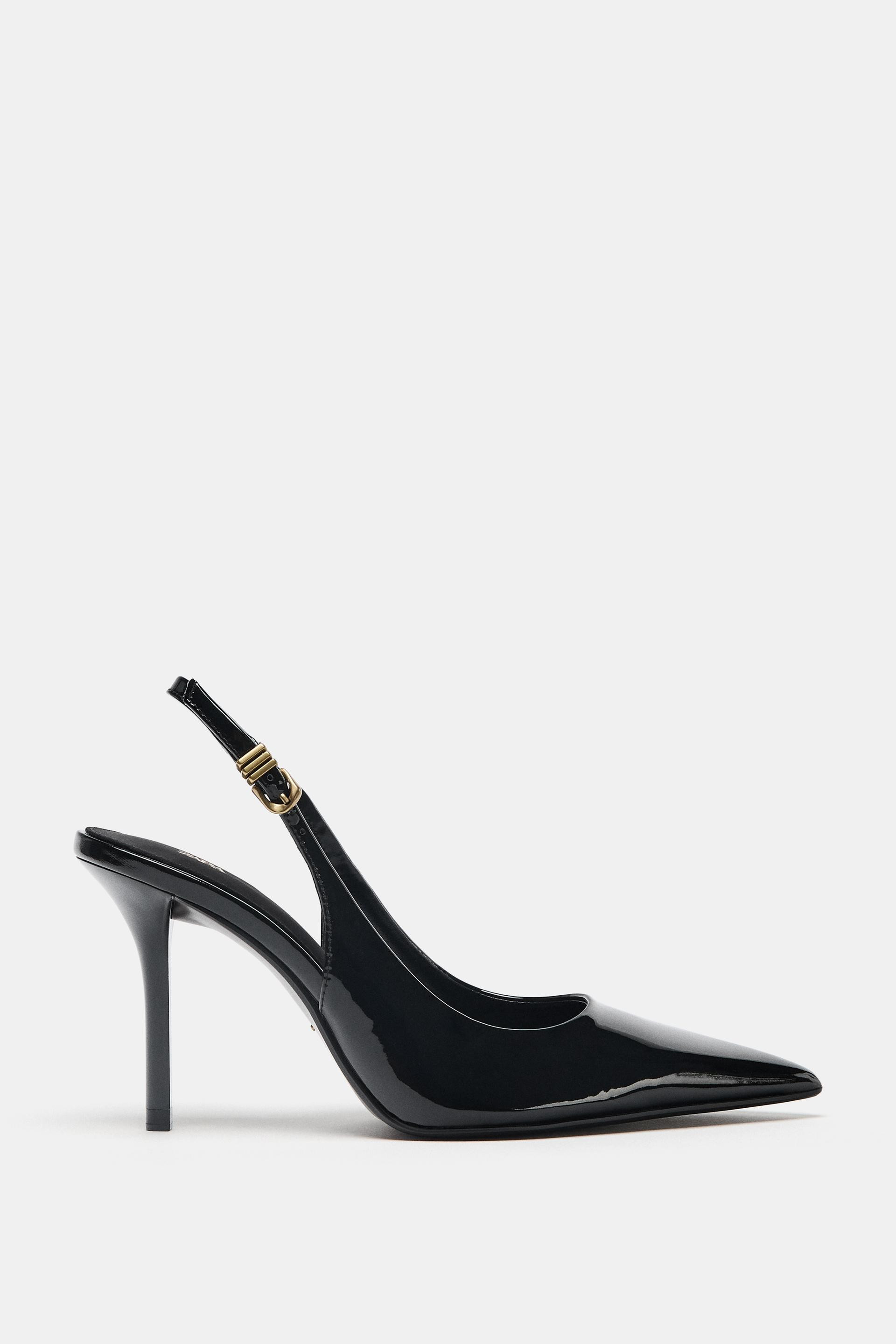 METALLIC BUCKLE SLINGBACK HEELS | Zara US