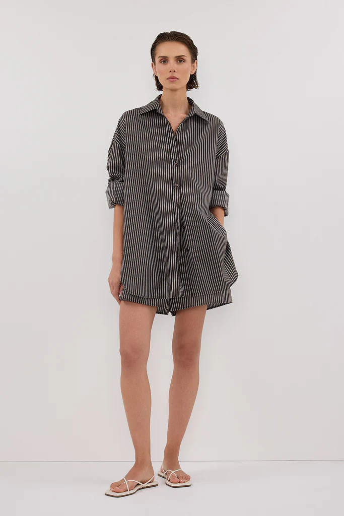 PALMA BITTER CHOC OVERSIZED SILK BLEND SHIRT | DISSH