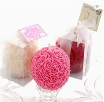 Wedding Favor Rose Ball Candle in Gift Box- Pink, White,pink | Amazon (US)