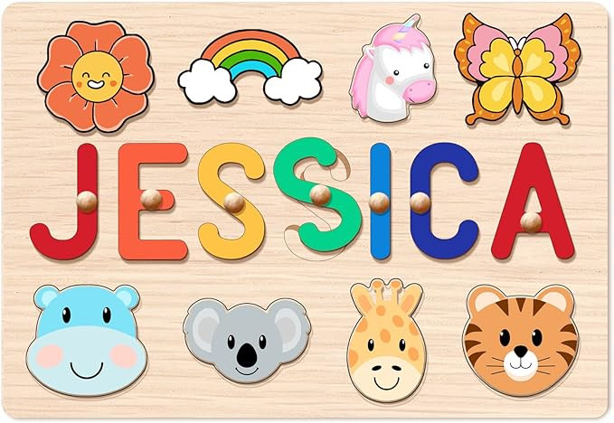BeneCharm Personalized Name Puzzle for Kids, Custom Baby Gifts, Wooden Puzzles for Toddlers, Firs... | Amazon (US)