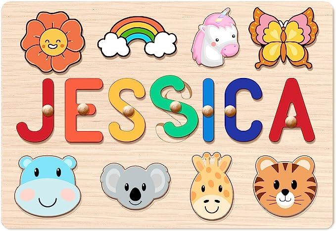 BeneCharm Personalized Name Puzzle for Kids, Custom Baby Gifts, Wooden Puzzles for Toddlers, Firs... | Amazon (US)