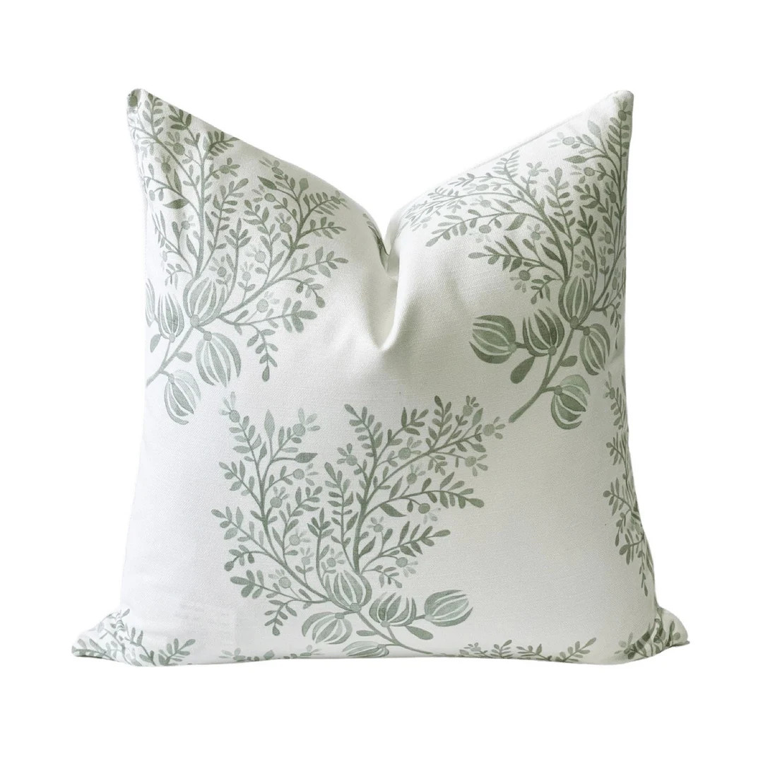 Sage Green Watercolor Pillow Cover Cottage Christmas Sage - Etsy | Etsy (US)