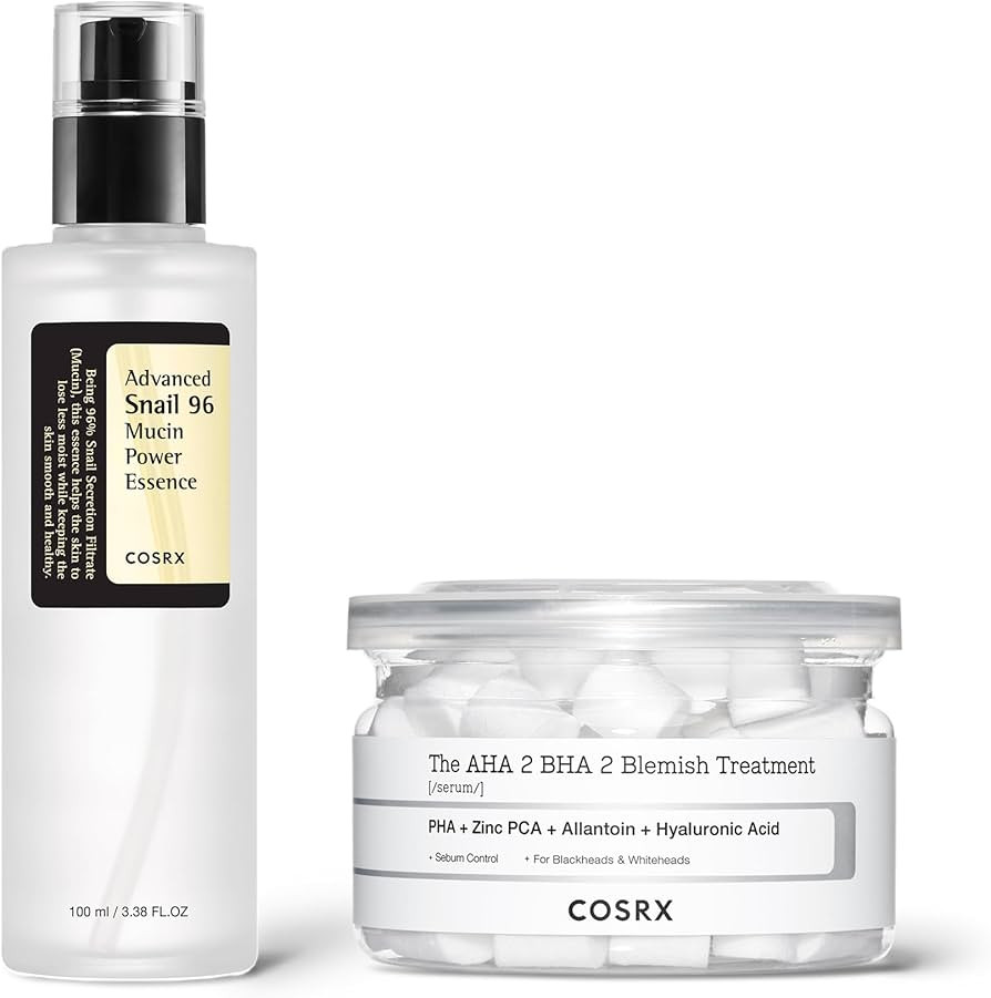 COSRX Acne Treatment Routine- Snail 96% Power Essence & AHA 2% BHA 2% Blemish Treatment Serum Cot... | Amazon (US)