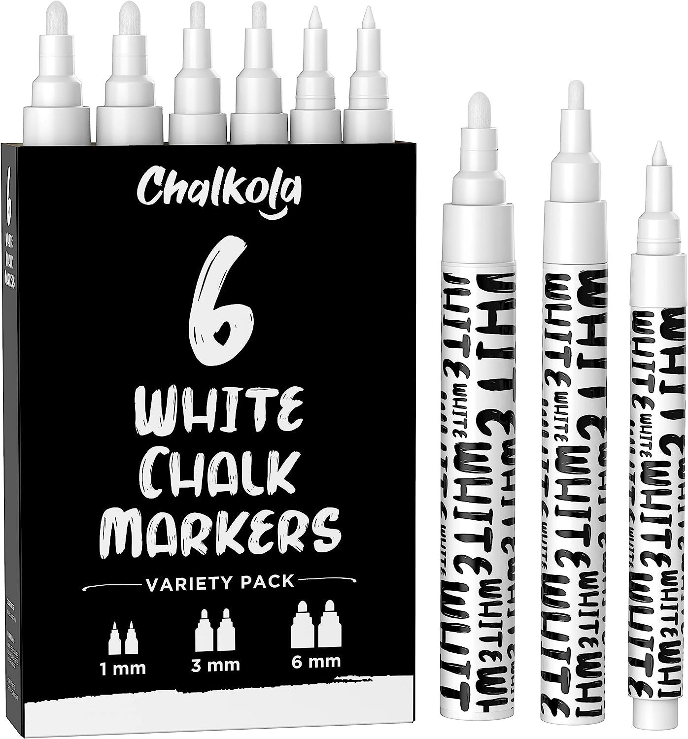 Chalkola White Chalk Markers - White Dry Erase Liquid Chalk Pens for Chalkboard, Blackboard, Wind... | Amazon (US)