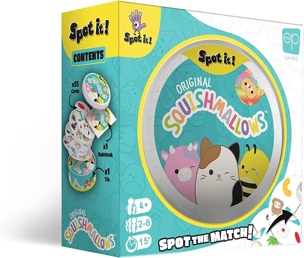 Spot It! Squishmallows | Fun Card Game for Kids and Adults | Featuring Mila The Elephant or Caile... | Amazon (US)