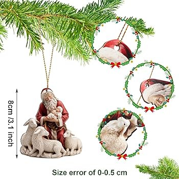 36 Pieces Santa with Baby Jesus and Lambs Christmas Tree Wood Ornaments Decorations Red Kneeling ... | Amazon (US)
