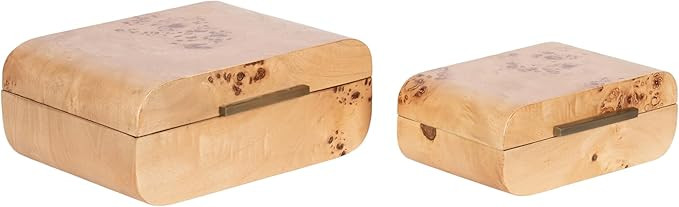 Kate and Laurel Burlock Decorative Burlwood Stacking Storage Box Set of 2, 10 x 8 and 8 x 6, Natu... | Amazon (US)