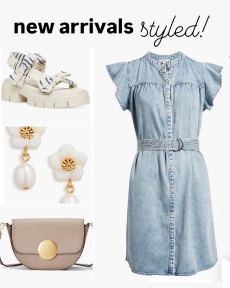 New arrivals! Spring outfit, denim dress, flower earrings (cute Mother’s Day gift!), summer outfit, sandals 

#LTKstyletip #LTKshoecrush #LTKSeasonal