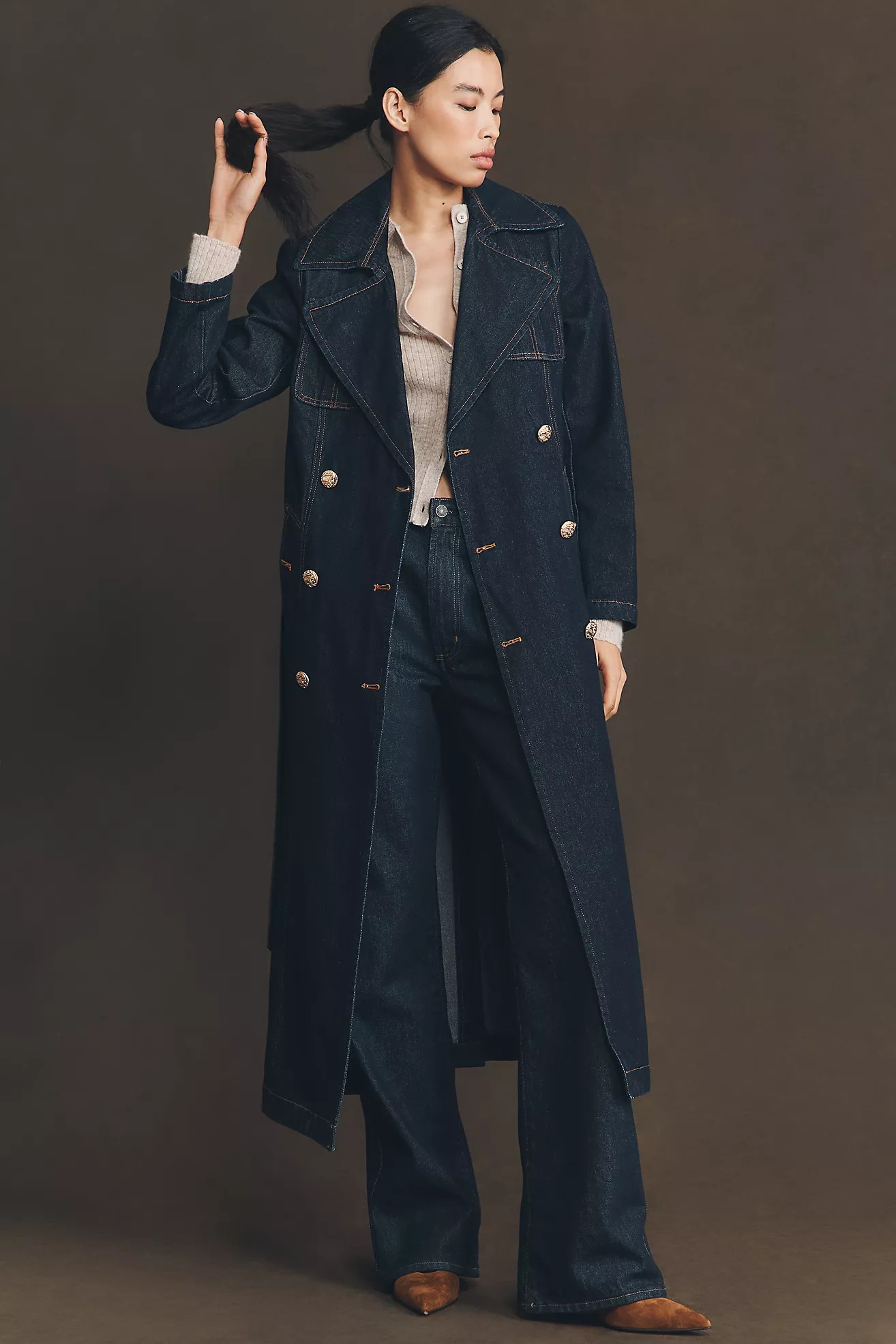 Avec Les Filles Belted Utility Denim Trench Coat | Anthropologie (US)