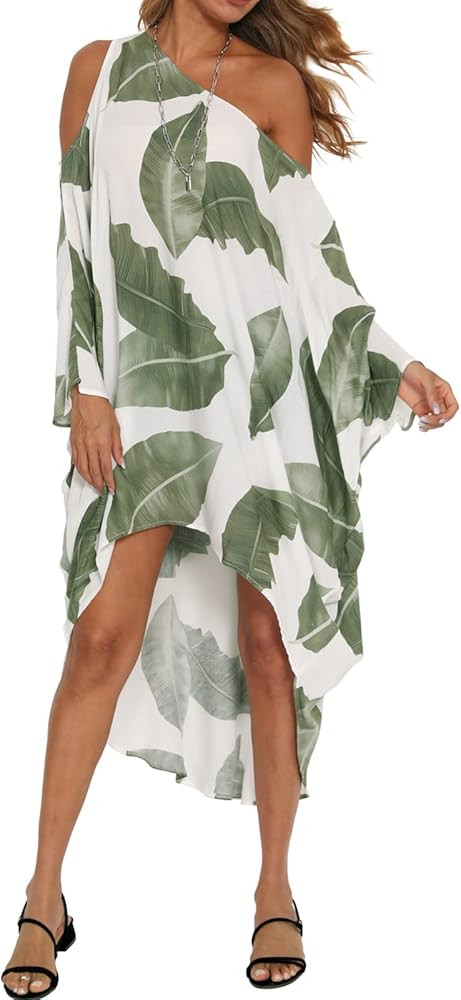 Women's White Beach Dresses Kaftan Plus Size Swimsuit Cover Ups Summer Sexy Off Shoulder Maxi Lon... | Amazon (US)