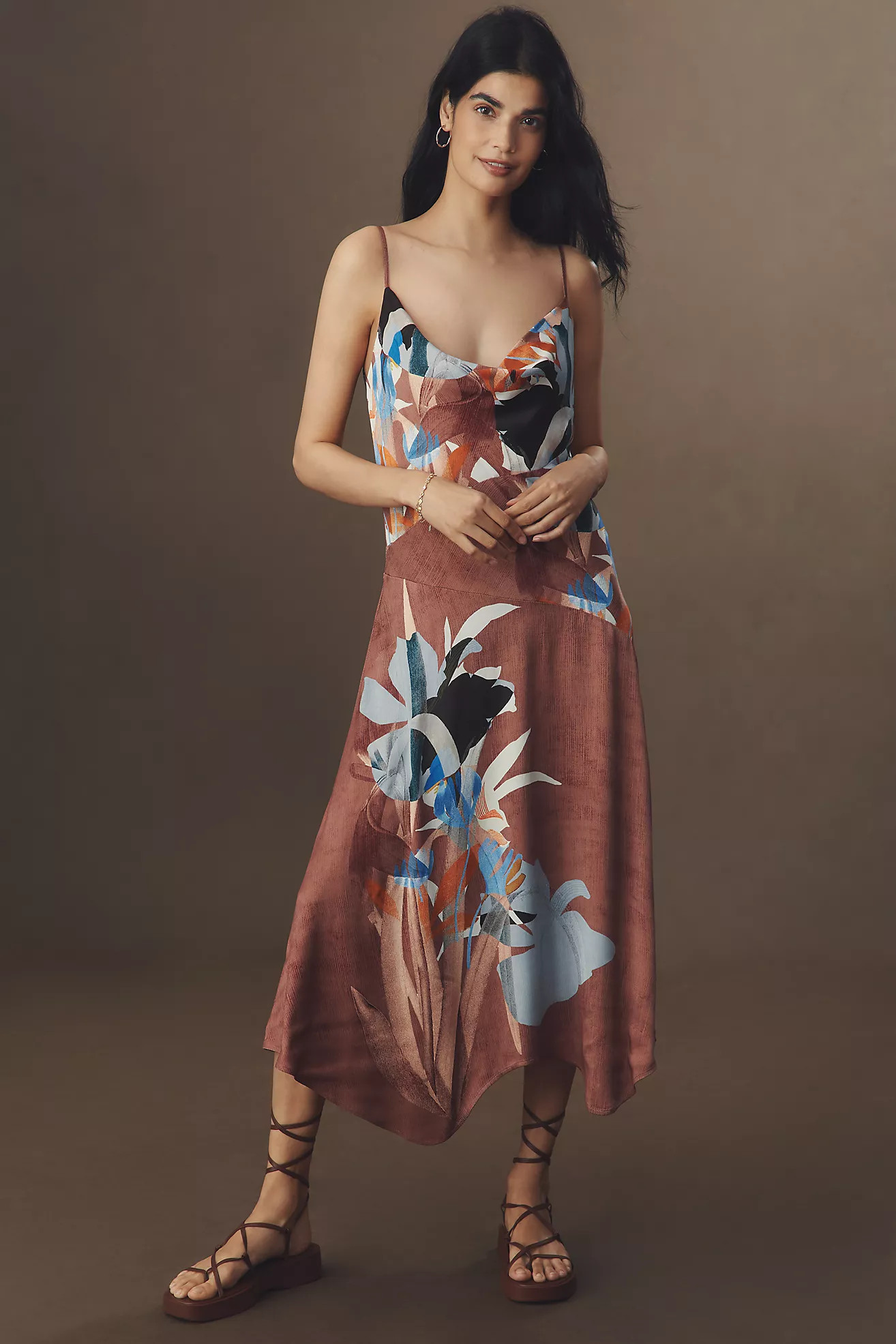 By Anthropologie Cowl-Neck Midi Slip Dress | Anthropologie (US)
