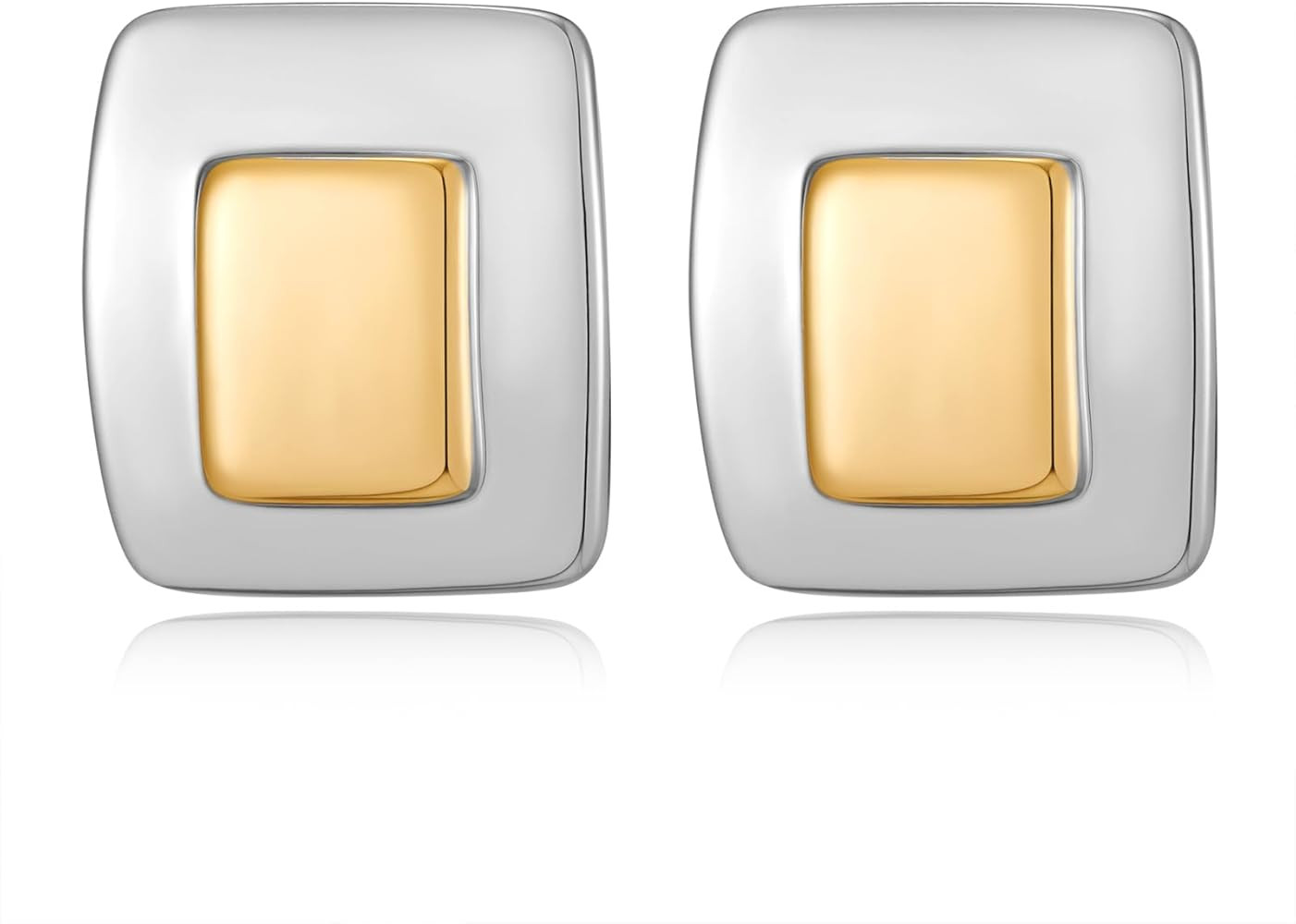 Modern Vintage Geometric Earrings for Women Two Tone Statement Large Studs Minimalist Trendy Jewe... | Amazon (US)