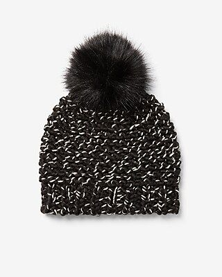 Marled Chunky Knit Pom Beanie | Express