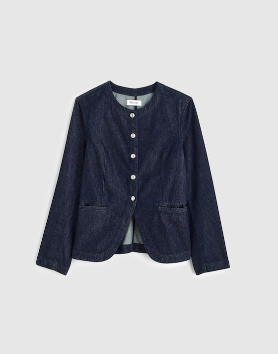 Denim Collarless Jacket in Rinse Wash | Madewell