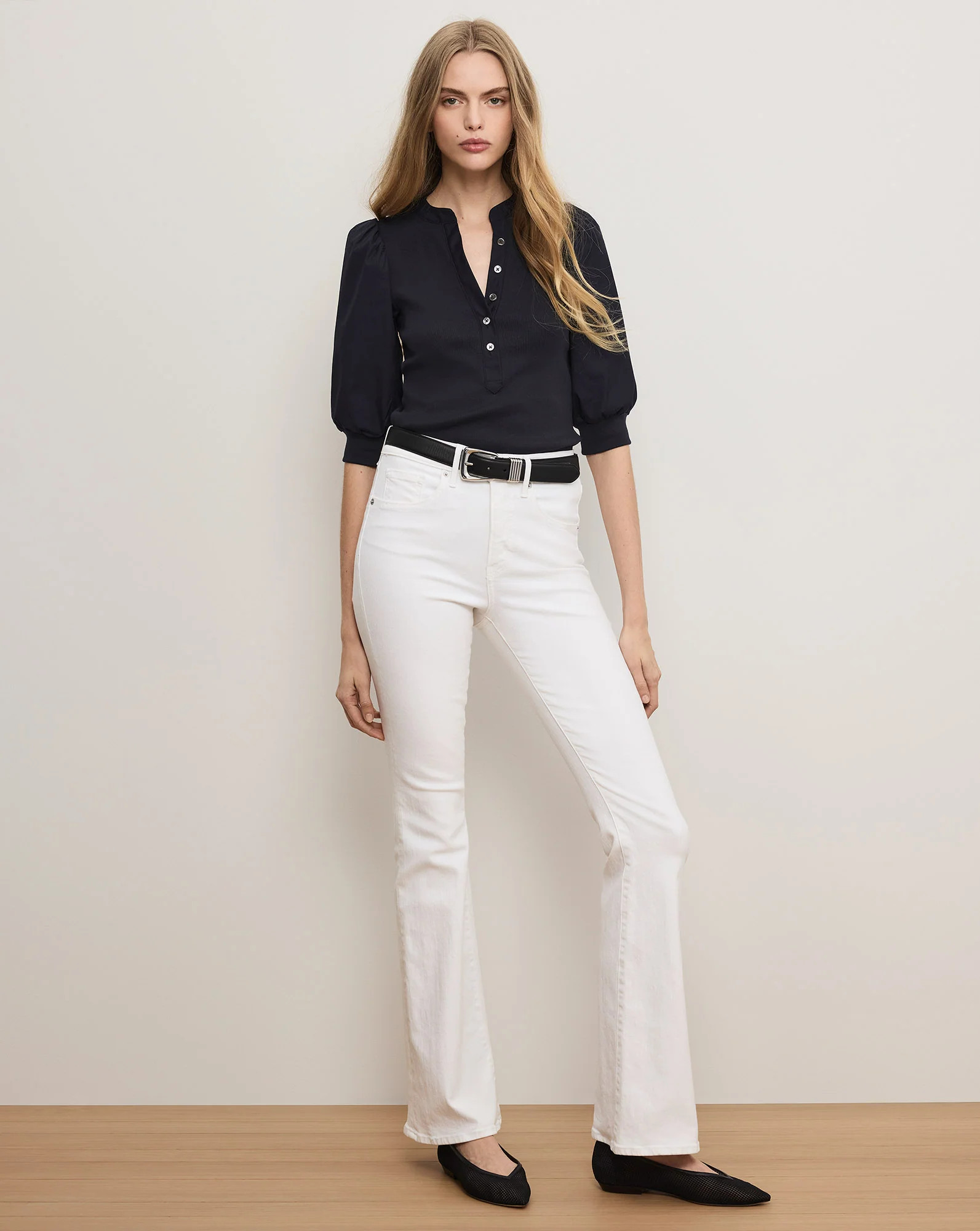 Beverly Skinny Flared White Jeans | Veronica Beard | Veronica Beard