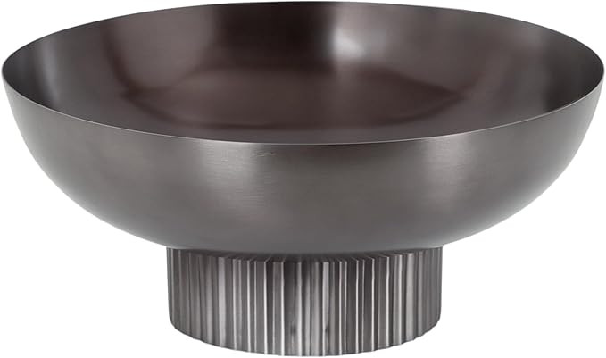 Kate and Laurel Rooks Ribbed Decorative Metal Bowl, 12 Inch Diameter, Gray Gunmetal, Modern Raise... | Amazon (US)