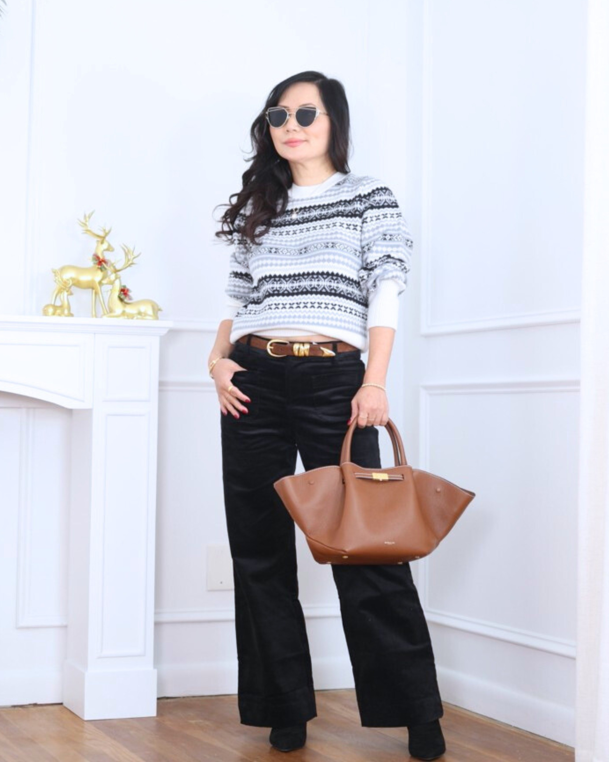 Cozy and festive in a fair isle pullover from Walmart, paired with velvet pants from J.Crew Factory and finished with sleek booties for the perfect winter outfit. I’m 5’2, wearing size XS.

#LTKHoliday #LTKOver40 #LTKPetite