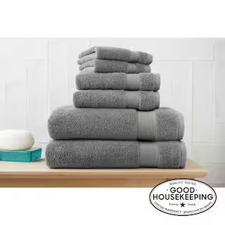 StyleWell 6-Piece HygroCotton Bath Towel Set in Stone Gray AT17642_Stone G | The Home Depot