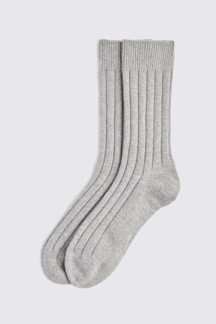 Light Grey Marl Cashmere Blend Socks | Moss Bros Retail