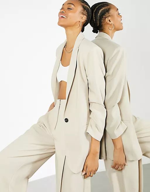 ASOS EDITION oversized longline blazer in stone | ASOS (Global)