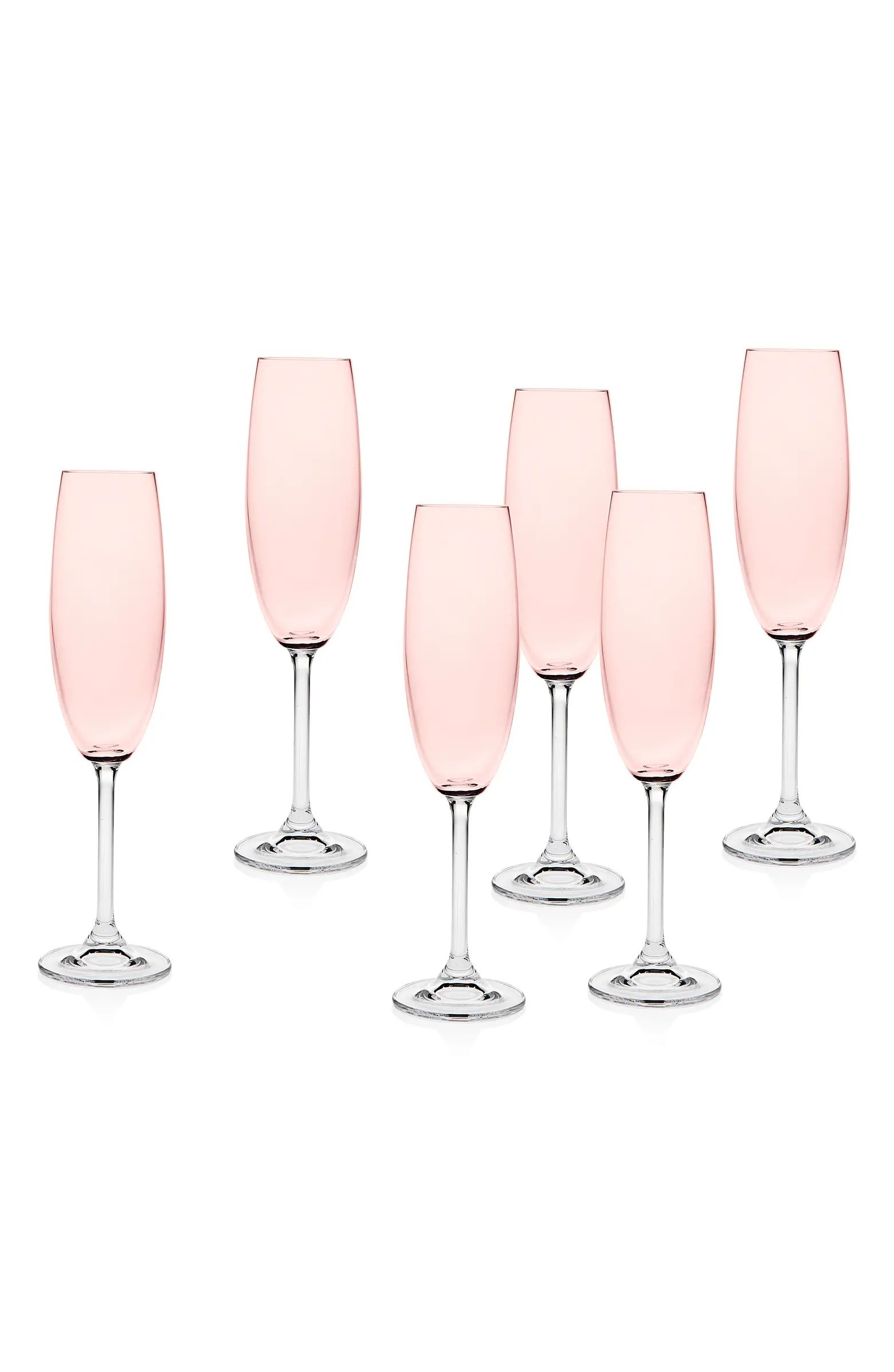 Meridian Blush Set of 6 Fluted Glasses | Nordstrom