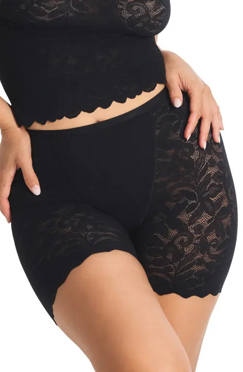 SAVAGE X FENTY Lacy Dreams Pajama Shorts in Black Caviar at Nordstrom, Size Medium | Nordstrom