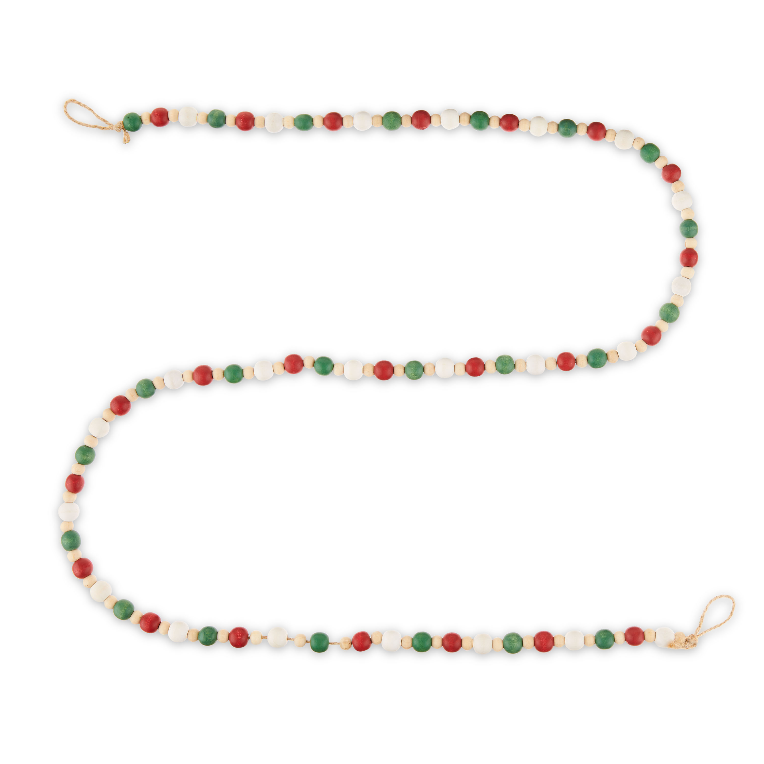 Red, Cream, and Green Wood Bead Garland, 48", by Holiday Time | Walmart (US)