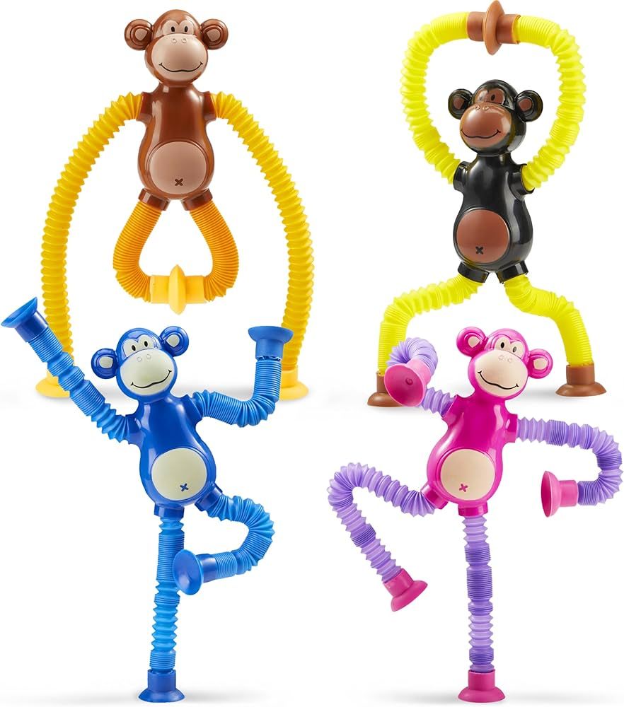 JOYIN Pop Tubes Monkey Toys for Kids, 4 Pcs Sensory Toys for Year Old Ages 3 4 5 6 7 8 9 10 Fidge... | Amazon (US)