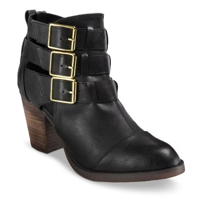 Women's Mossimo Hartley Buckle Strappy Boots - Black | Target