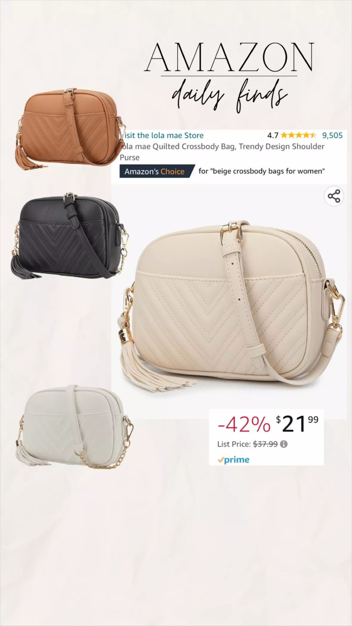 Lola Mae Quilted Crossbody Bag, Trendy Design Shoulder Purse