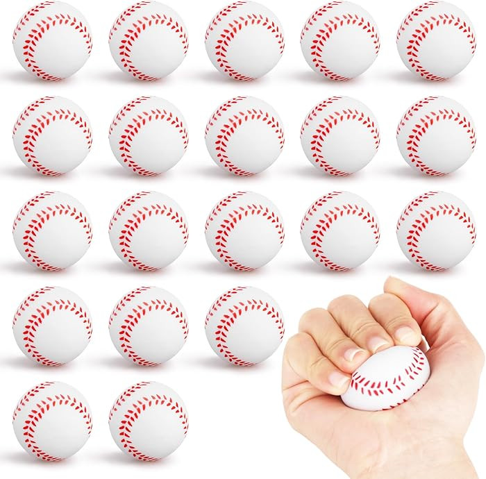 Hxezoc 20 Pieces Mini Baseball Stress Balls Baseball Party Favors Foam Sports Balls Small Squeeze... | Amazon (US)