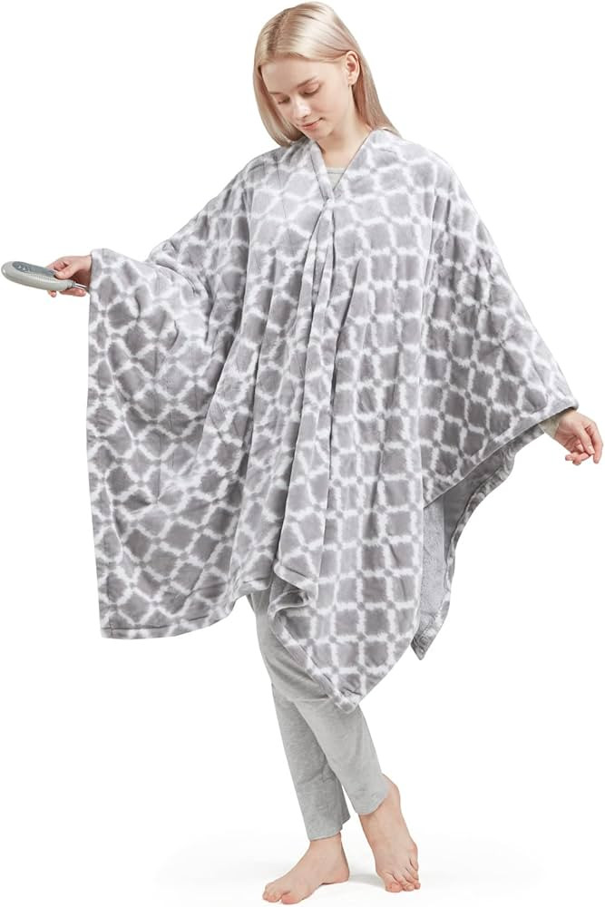 MP2 Wearable Heated Poncho for Women | Plush Heated Shawl Wrap for Office and Lap | Heated Wrap W... | Amazon (US)