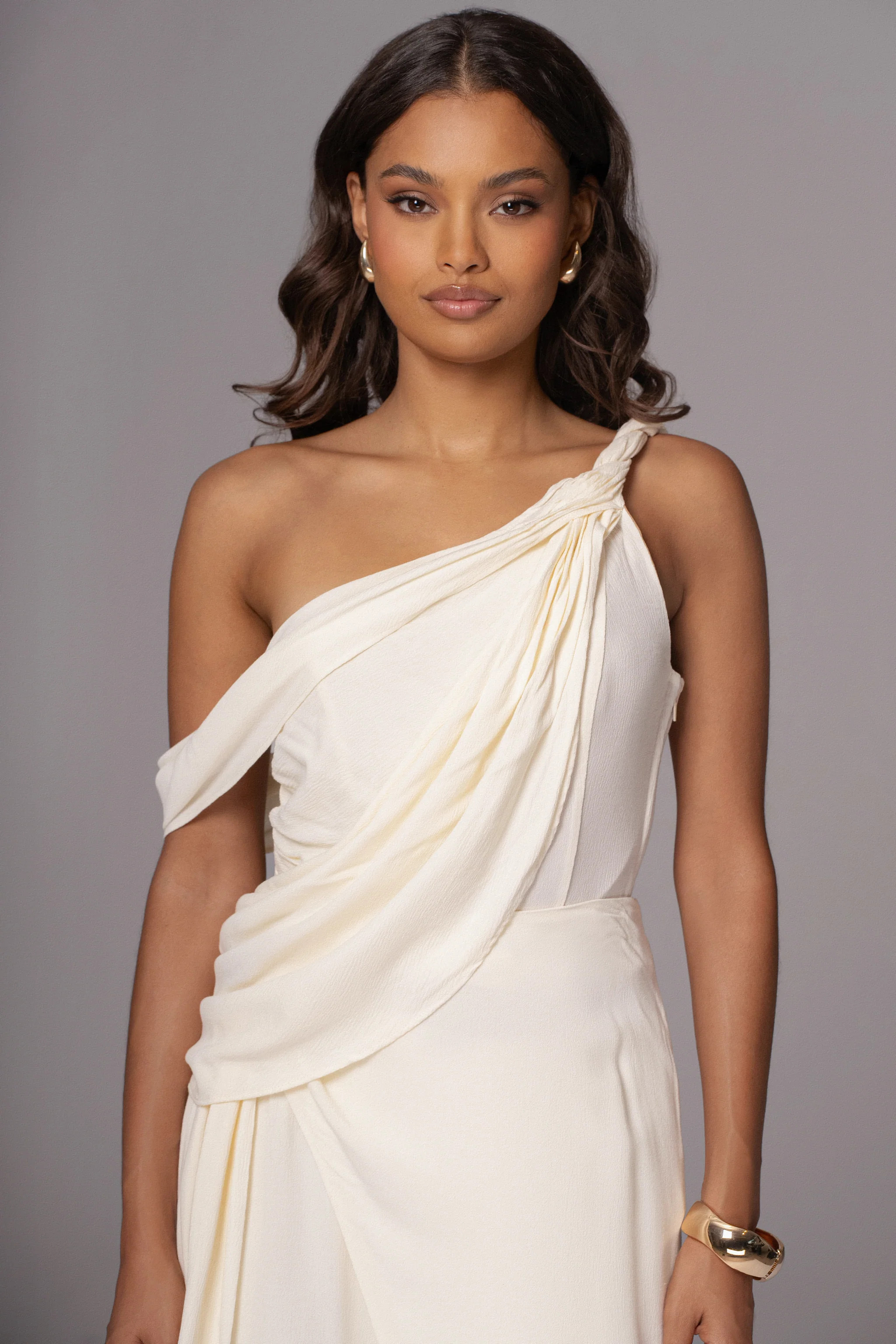Ivory Diosa Drape Top | JLUXLABEL