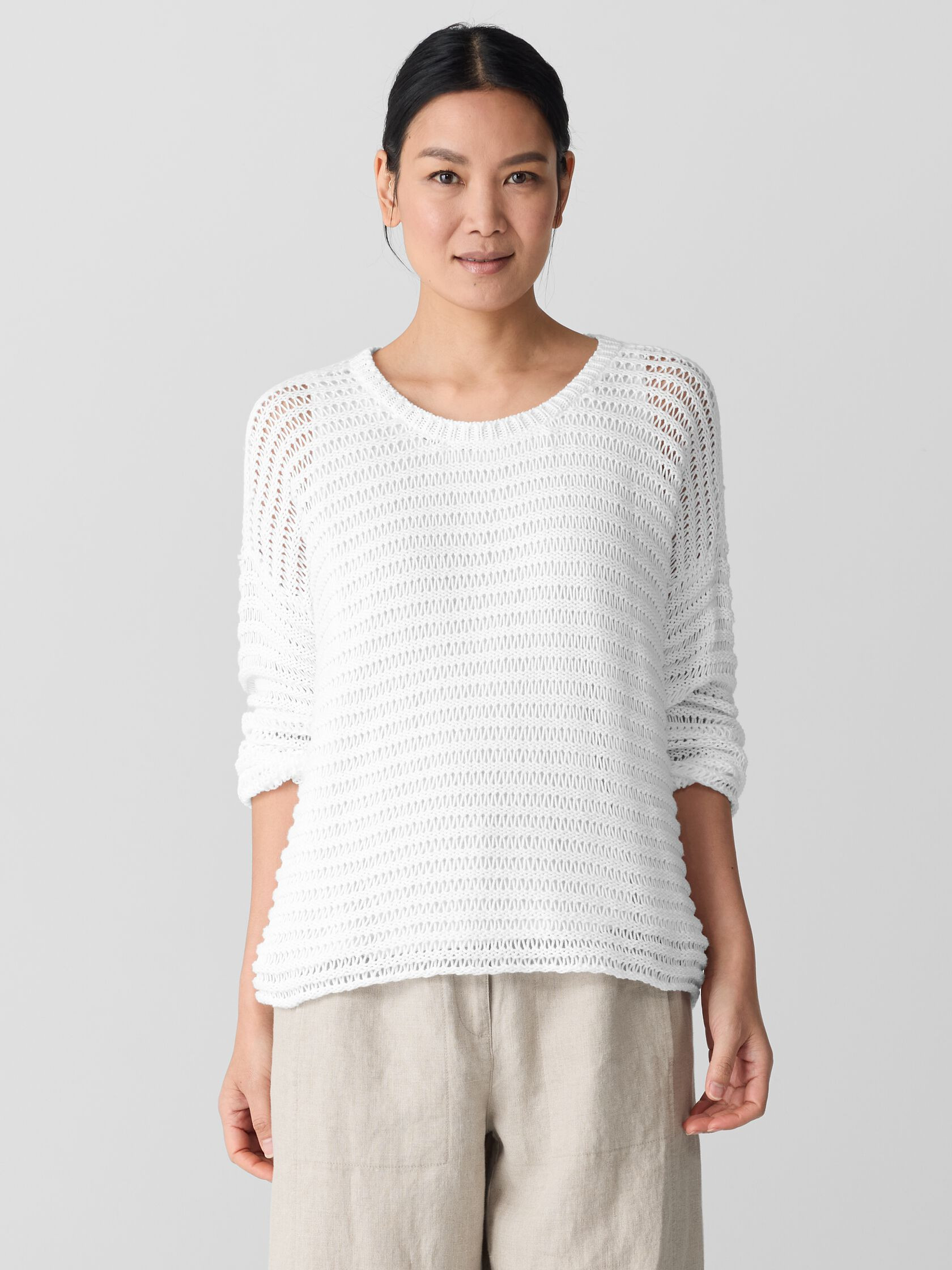 Peruvian Organic Cotton Cord Crew Neck Top | Eileen Fisher