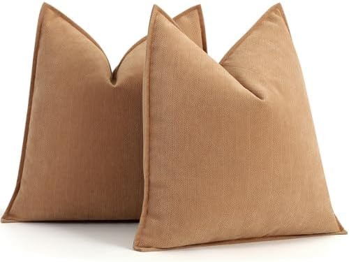 ZWJD Camel Pillow Covers 18x18 Set of 2 Chenille Throw Pillow Covers with Elegant Design Soft and... | Amazon (US)