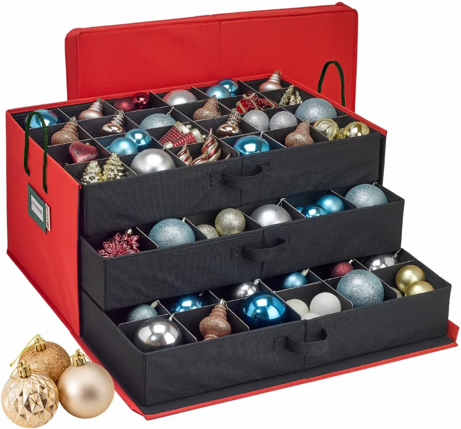 HOLDN’ STORAGE Christmas Ornament Storage Box with Dividers, Holds Up to 72 Ornaments (4 Inches... | Amazon (US)