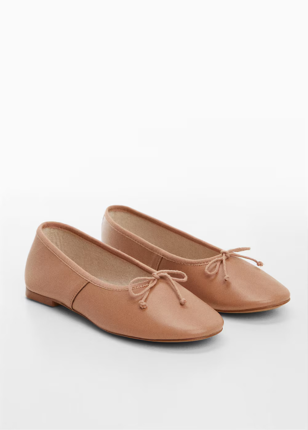 Bow leather ballerina -  Women | Mango United Kingdom | MANGO (UK)