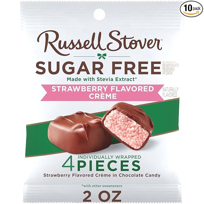 RUSSELL STOVER Sugar Free Strawberry Flavored Crème Candy, 2 oz. bag (Pack of 10) | Amazon (US)