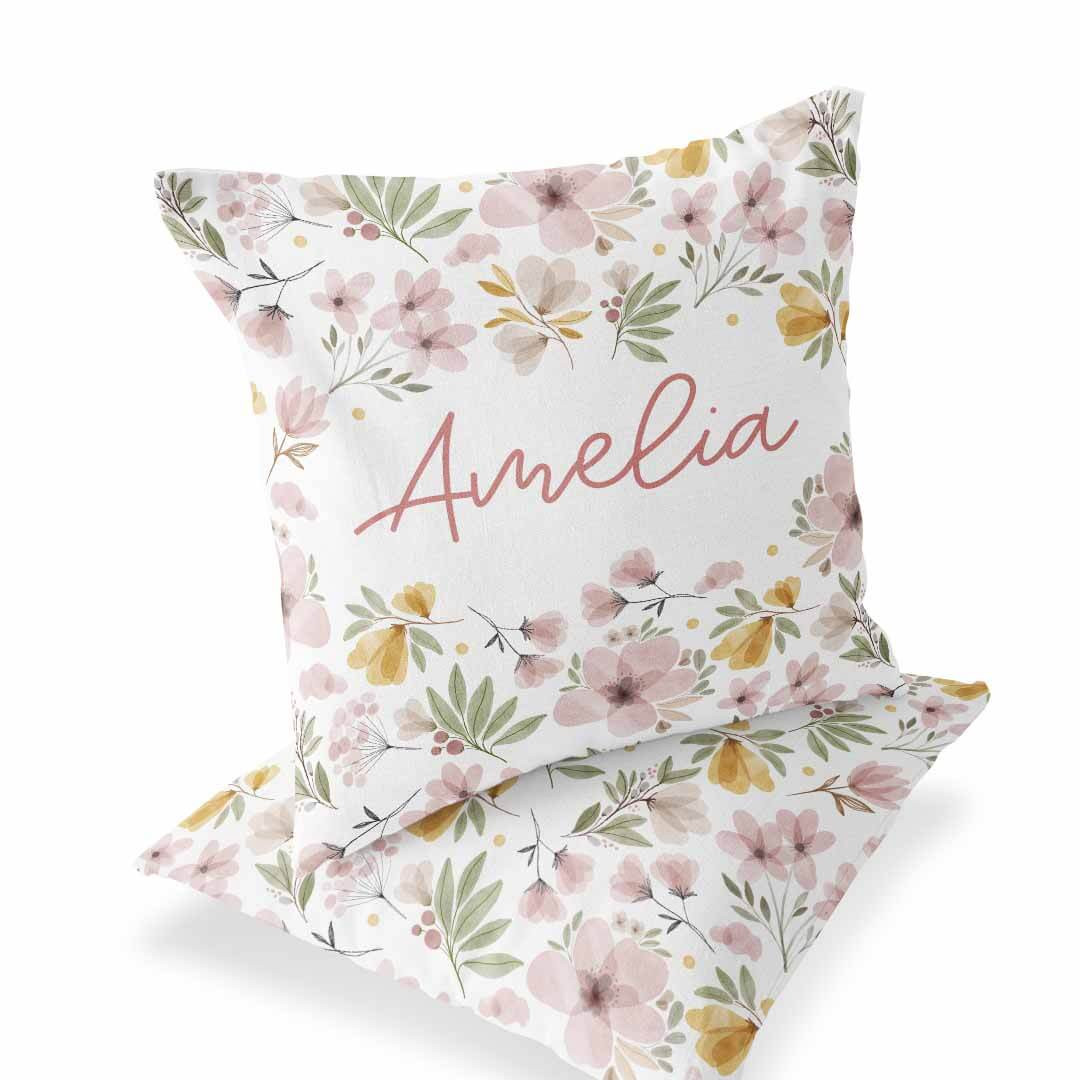 Maeve's Mauve & Mustard Floral Personalized Pillow | Caden Lane
