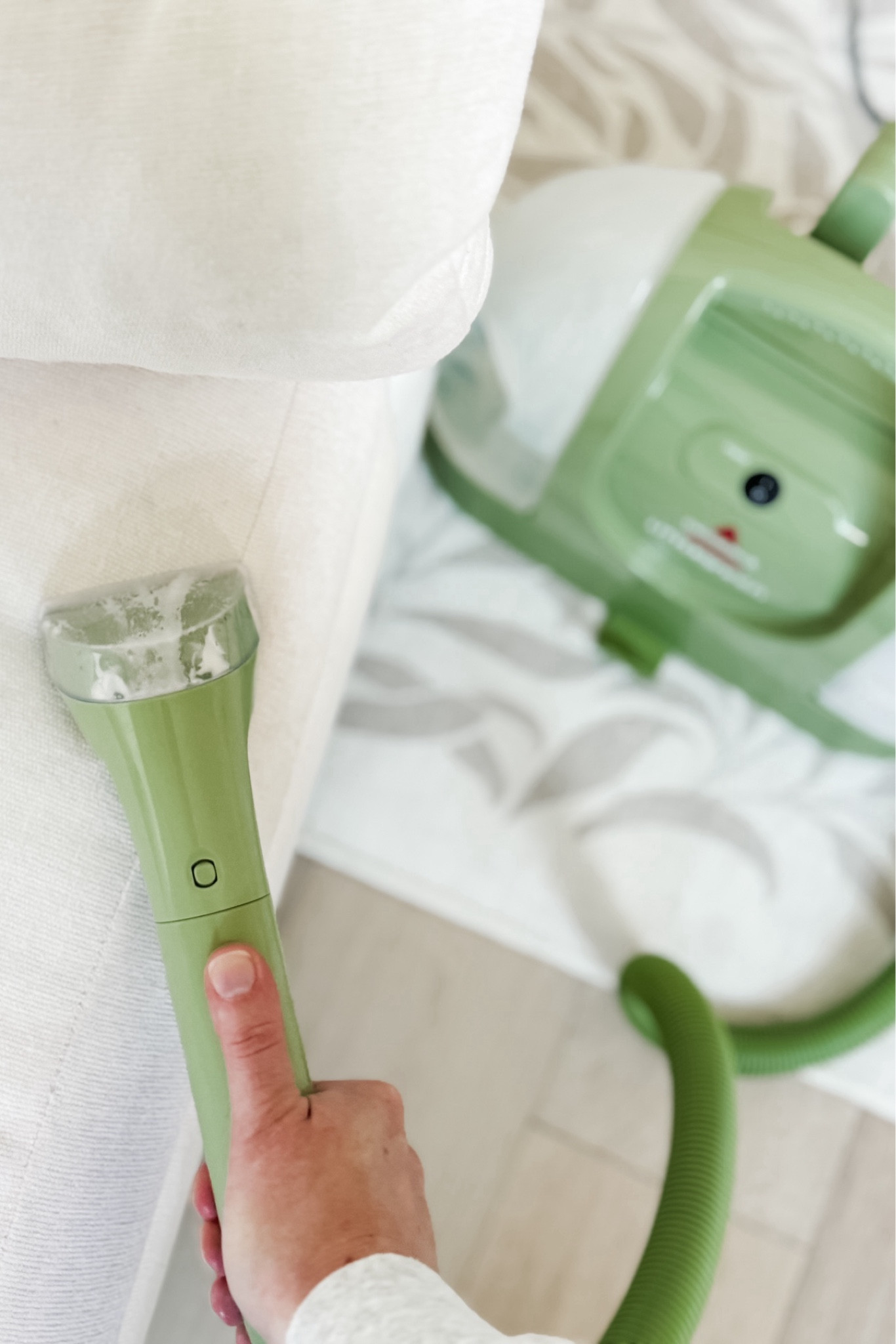 This amazing machine fully revived our glider that had gotten *super* grimy over three years of intense daily use. I’m super impressed with how well it cleaned up! 
I used the Pottery Barn spray on it first as a soak and then after letting that sit for ~15 min then I used the machine (with cleaning solution in the water) and it worked like magic! I definitely had to take multiple passes on the chair because the grime had REALLY taken hold, but it looks brand new now! 

I can’t recommend this home maintenance device (and cleaning solutions) more! 

#LTKHome