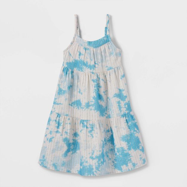 Toddler Girls' Tie-Dye Tiered Tank Dress - Cat & Jack™ Blue | Target