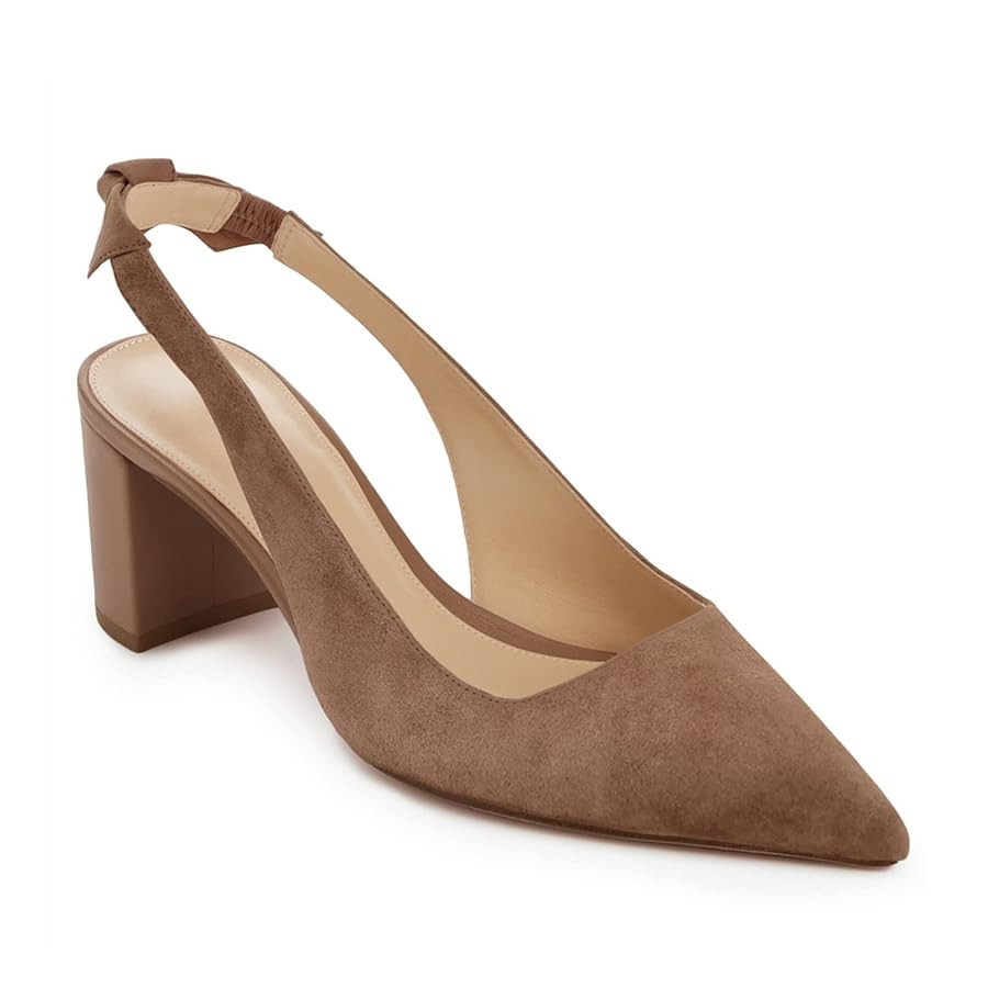 Juliet Holy Womens Pumps Pointed Toe Slip on Slingback Cute Bowknot Classic Chunky Block Heels | Amazon (US)