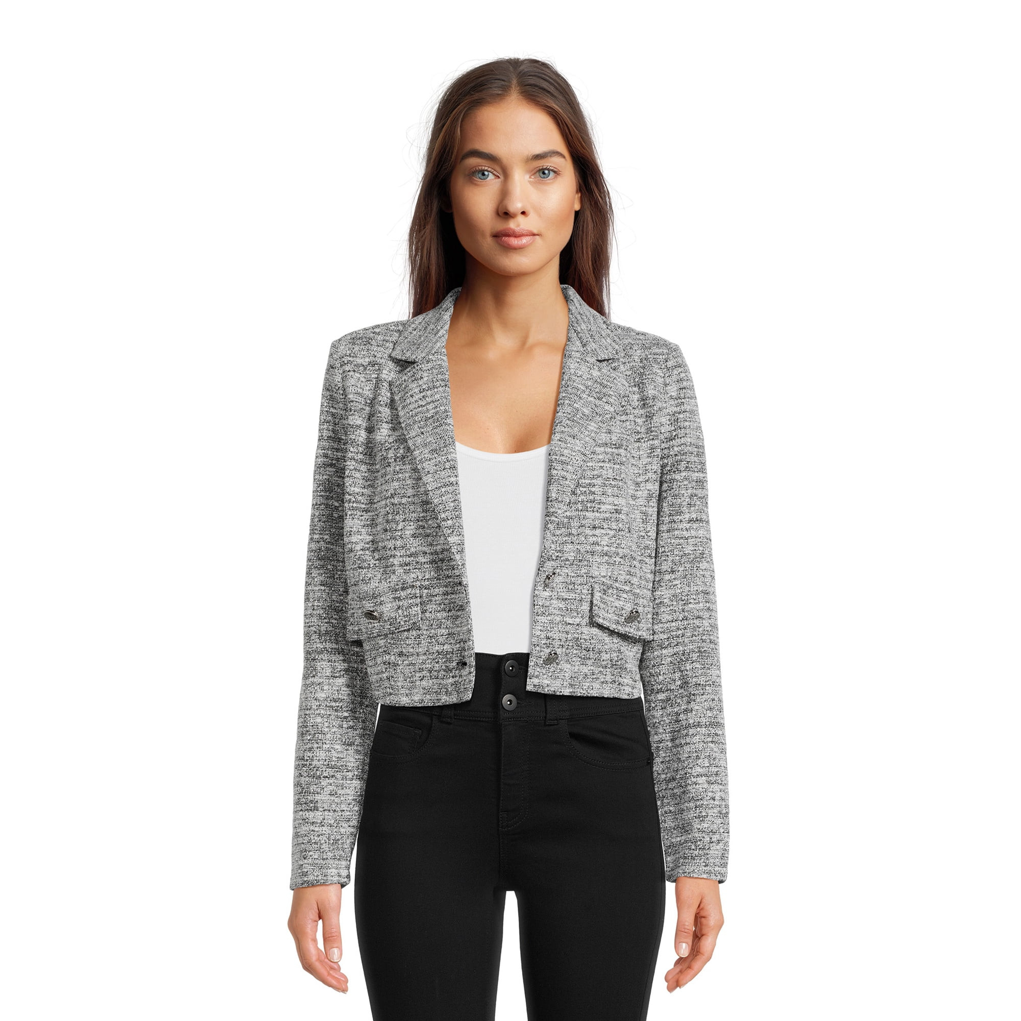 Madden NYC Juniors Cropped Blazer - Walmart.com | Walmart (US)
