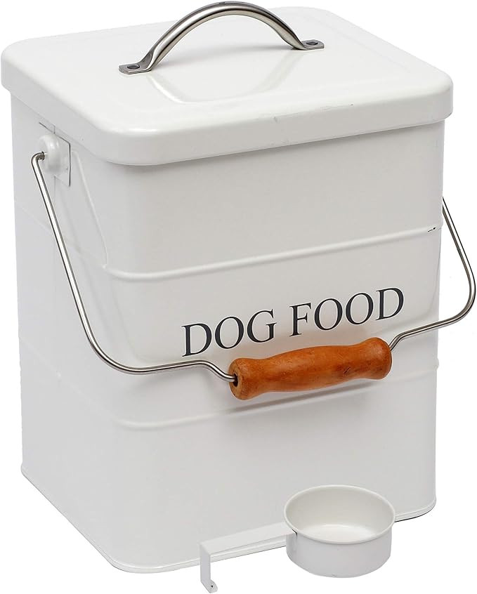 Morezi Pet Treat and Food Storage tin with lid and Scoop Included - White Powder - Carbon Steel -... | Amazon (US)