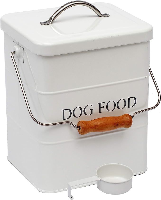 Morezi Pet Treat and Food Storage tin with lid and Scoop Included - White Powder - Carbon Steel -... | Amazon (US)