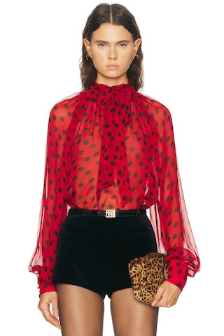 Ronny Kobo Zenia Top in Red,Black | FWRD 