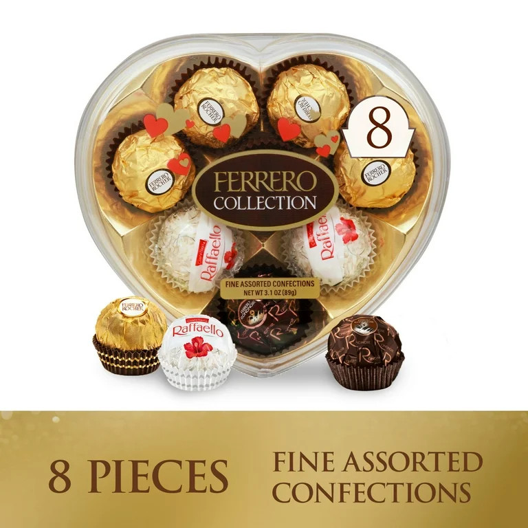 Ferrero Collection Valentine's Day Heart Gift Box, 8 Assorted Hazelnut, Dark Chocolate and Coconu... | Walmart (US)