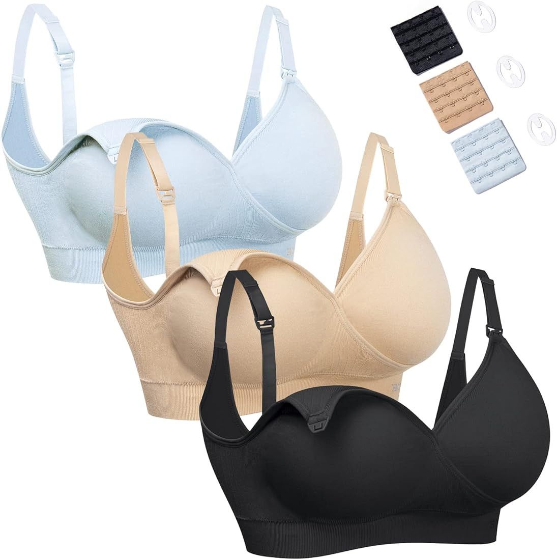 HOFISH 3 Pack Nursing Bras for Breastfeeding, Wireless V Neck Maternity Women Pregnancy Sleep Bra... | Amazon (US)
